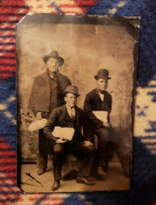 Tintype of 1870s Gangster Cowboys! Wild West. Did They Rob a Bank?