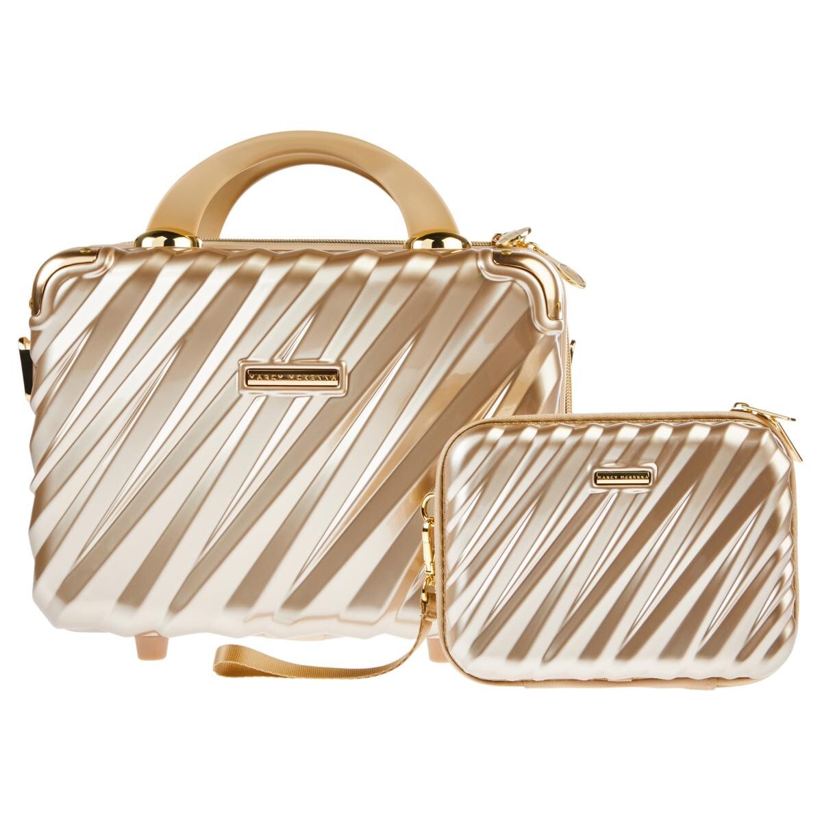 Pacchetto Beauty Case Marcy McKenna Hamptons – 2 Pezzi (Grande + Piccolo) Oro Morbido