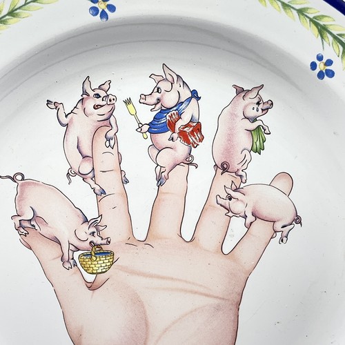 Les Vieux Piggy Went To Market Enamelware Plate 8.75” San Francisco 1991 Nursery - Picture 2 of 6