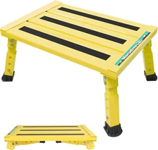 Large Platform RV Steps, 3-Level Adjustable Height Aluminum Folding Step Stool, 