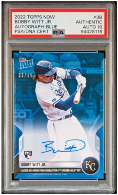 2022 Topps NOW Bobby Witt Jr RC 1st MLB Career Hit AUTO BLUE /49 