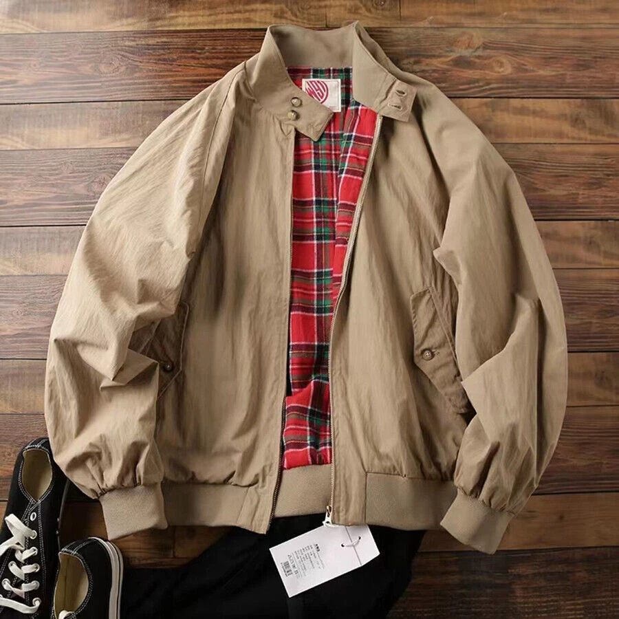 Men's Vintage Harrington Jacket Retro zip Coat Classic Style