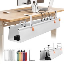 Under Desk Cable Management Tray with Clamp, No Drill 36" Cord Organizer for ...