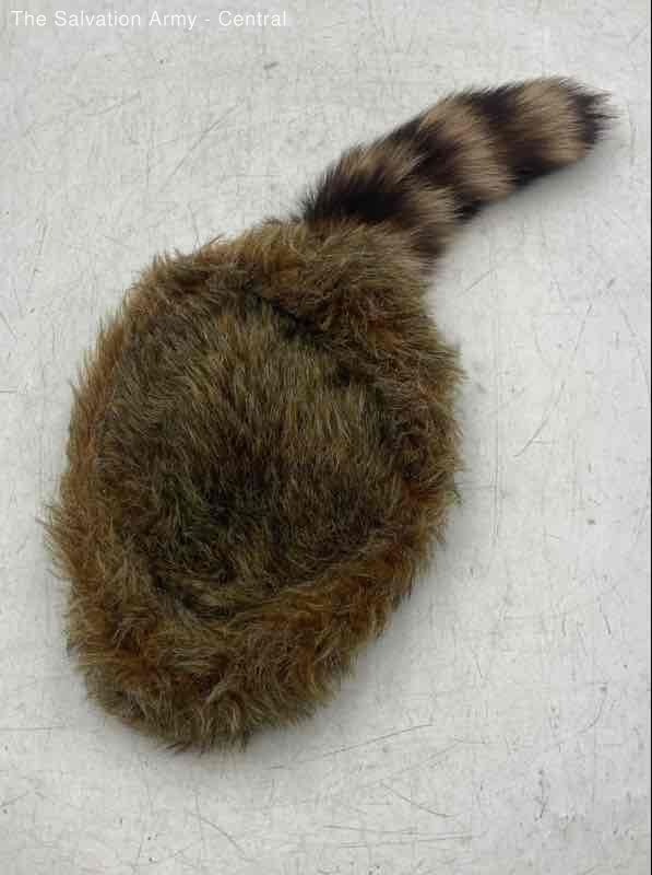 Unisex Adults Beige Brown Animal Print Faux Fur Winter Coonskin Cap One Size