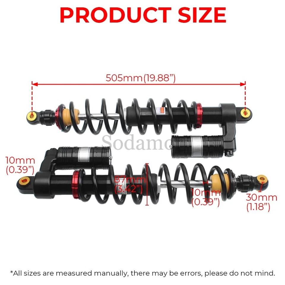 505mm Air Front Shocks Absorbers Suspension For Polaris RZR S 800 LE EFI 2009-14 - Image 2 of 4