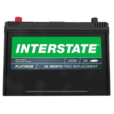 Interstate Batteries Group Size 34 SLI AGM Automotive Battery 12V 60Ah 740CCA
