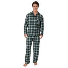 Hanes Men's Flannel Pajama Set Green Plaid Size Small