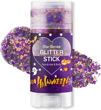 Halloween Body Glitter Stick, Black Orange Purple Sequin Hair Glitter for Rumi C