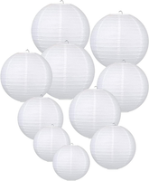 10 PCS WeißE Papier Laterne Lampions Rund Lampenschirm Papierlaterne FüR Hochzei