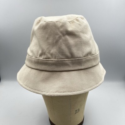 NEW! Talbots Khaki Beige Bucket Hat Bow Lined Canvas Crushable Cloche Trim OS