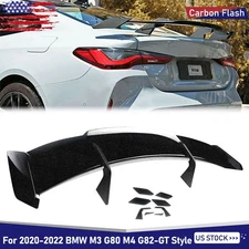 For 20+ BMW M3 M4 G80 G82 High-Kick Rear Trunk Spoiler Wing GT Look Carbon Flash