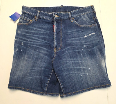 DSQUARED2 Button Fly Denim Jean Shorts Men 36 EU 52 Distressed Blue COTTON Blend