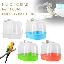 1x Bird Water Bath Tub For Pet Cage Hanging Bowl Parrots Parakeet Birdbath