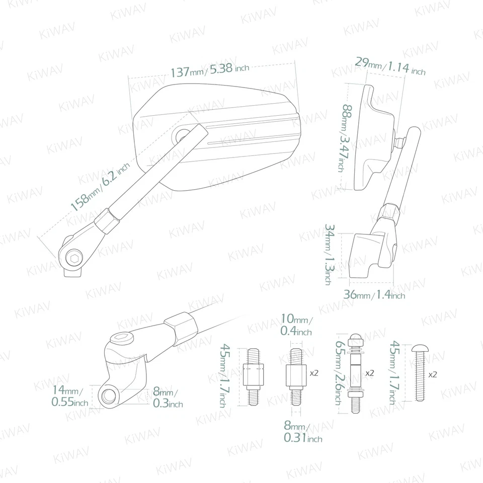 Mirrors EMPEROR black Convex Adjustable fits Harley Dyna Softail Sporster - Imagem 2 de 4