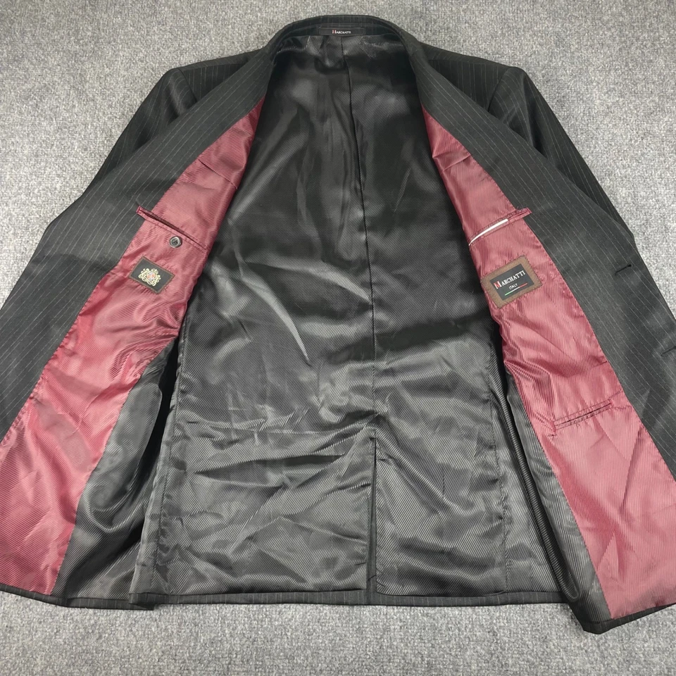 Blazer Marchatti Italia Talla 44R Negro Rayas Dos Botones Chaqueta Chaleco Conjunto Para Hombre Foto 4 de 4