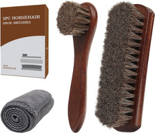 3-Piece 100 Horse Hair Shoe Brush Kit Premium Dauber Applicators Leather Care C
