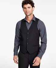  115 ALFANI Men's Black Slim Fit Stretch Solid Suit Vest Large zja1826a