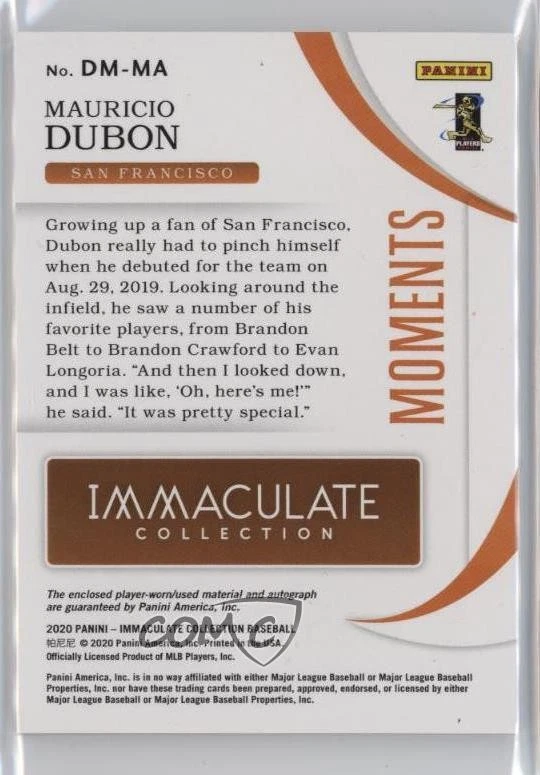 2020 Panini Immaculate Tan Leather /99 Mauricio Dubon #DM-MA Rookie Auto RC - Image 2 of 2