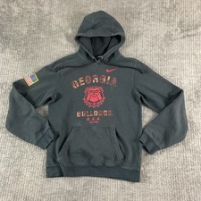 Georgia Bulldogs Hoodie Mens Small Nike Camo Font USA Flag Black Sweatshirt