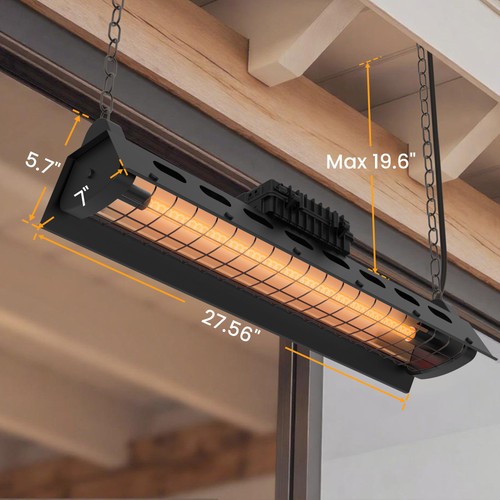 Riscaldatore Elettrico da Patio 1500W Sospeso Riscaldamento Esterno Interno Soffitto Telecomando - Foto 2 di 14