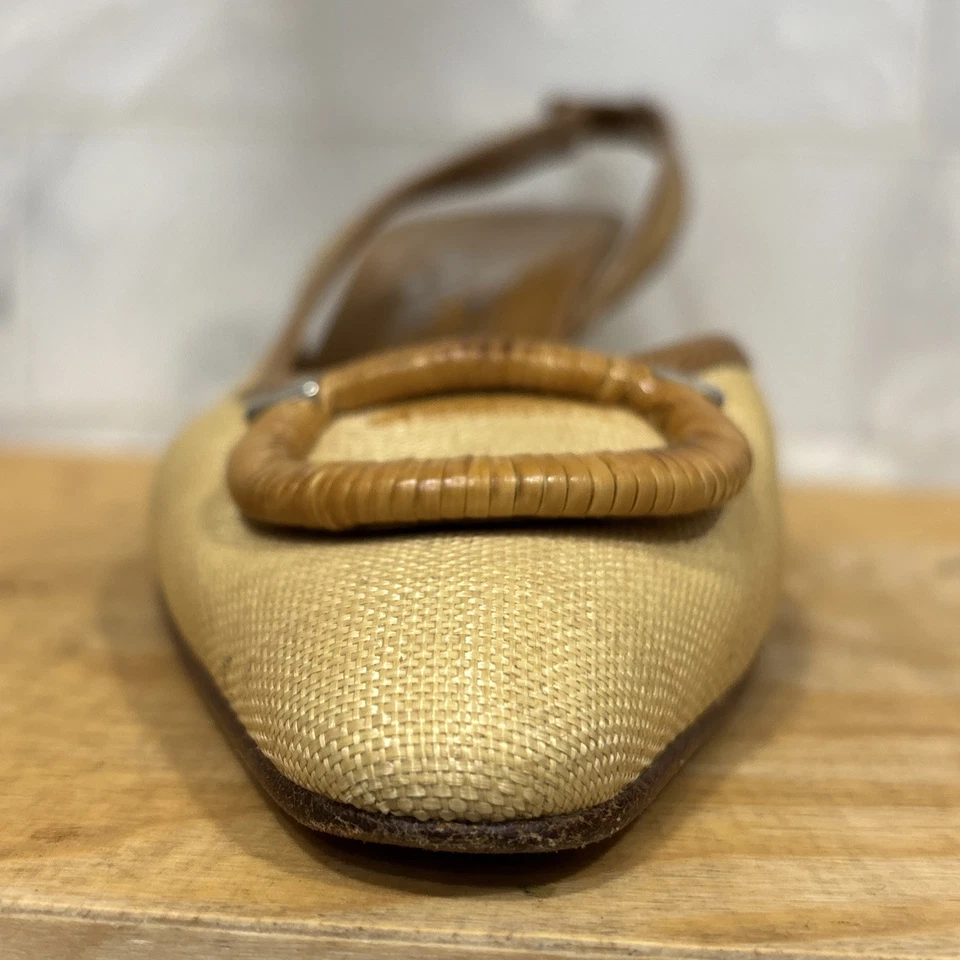 Salvatore Ferragamo Beige Slingback Canvas Pumps Women’s Size 9 B Made In Italy! - Image 4 of 4