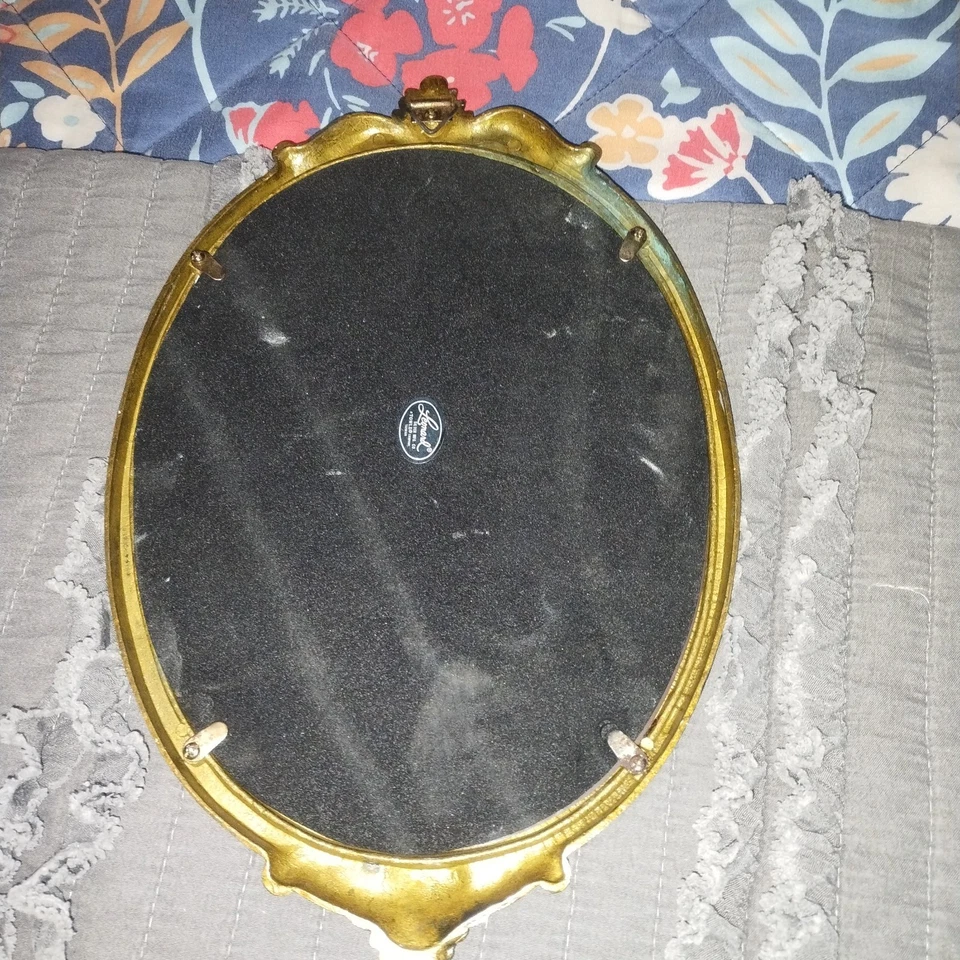 Espejo de pared vintage Leonard Towle unicornio latón 12" fantasía Hollywood Regency Foto 4 de 4