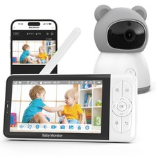Tuya Smart Baby Monitors 2K camera 5"1080P Display Temperature Detection APP