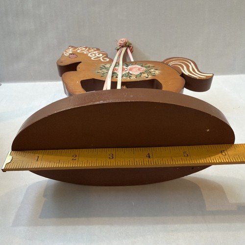 Holz Karussell Pferd mit Band handbemalt Figur Tisch Statue - Bild 11 von 11