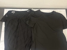 Shein Puff Short Sleeves Shirt Top Womens S Black Lacey Lot Of 2 Tops I2