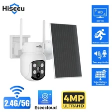 Hiseeu 4MP Wireles WiFI Solar Battery Powered Security PTZ Camera 2Way Audio PIR