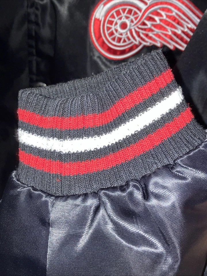 NHL JH Designs Detroit Redwings Men's Satin Bomber Jacket - Image 3 of 4