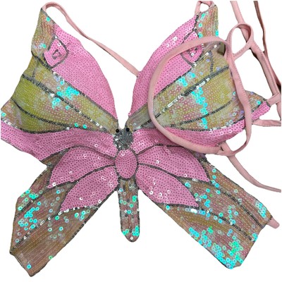 Bauchtanz / BH Top Schmetterlingsmuster Pailletten One Size