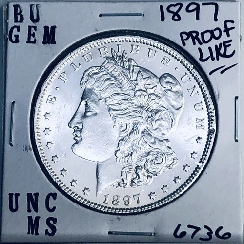 1897 BU GEM MORGAN SILVER DOLLAR UNC MS+++ U.S. MINT RARE COIN 6736