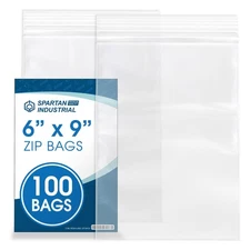 - 6” X 9” (100 Count) Quart Clear Reclosable Zip Plastic Poly Bags with Resea...