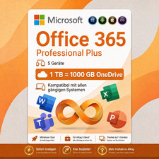Office 365 Pro Plus - 1000 GB - 5 Ger&auml;te - lebenslanges Konto f&uuml;r Mac Win iOS