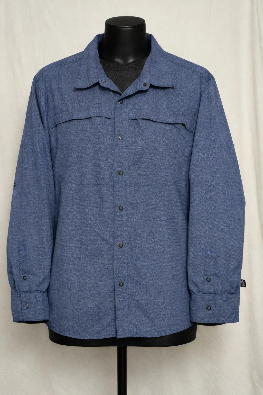 The North Face Mens Button Up Shirt Ventilated Fishing Hiking Utility Blue Mediu