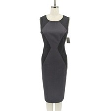 Andrew Marc Colorblock Sheath Dress Black Gray 4 Business casual work preppy