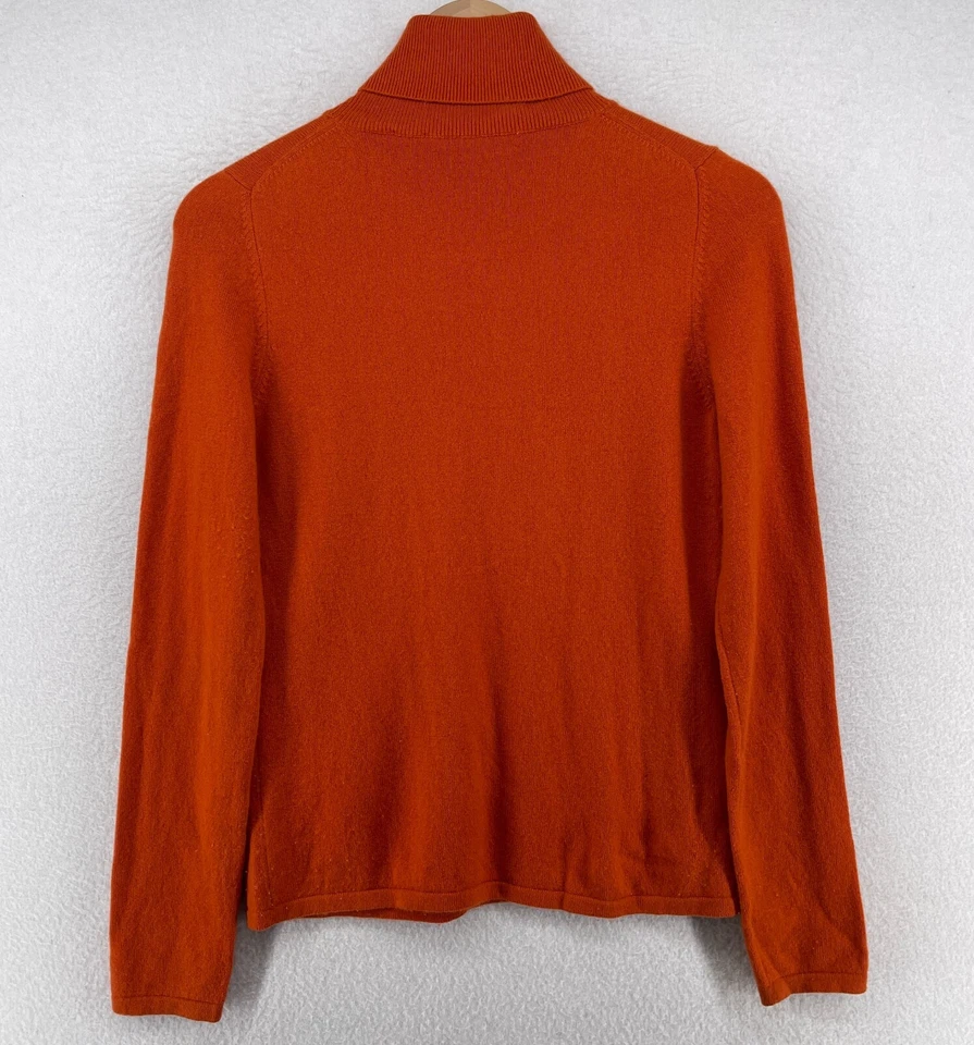 SAKS FIFTH AVENUE Sweater Womens S 100% Cashmere Turtleneck Pullover Orange - Image 3 of 4