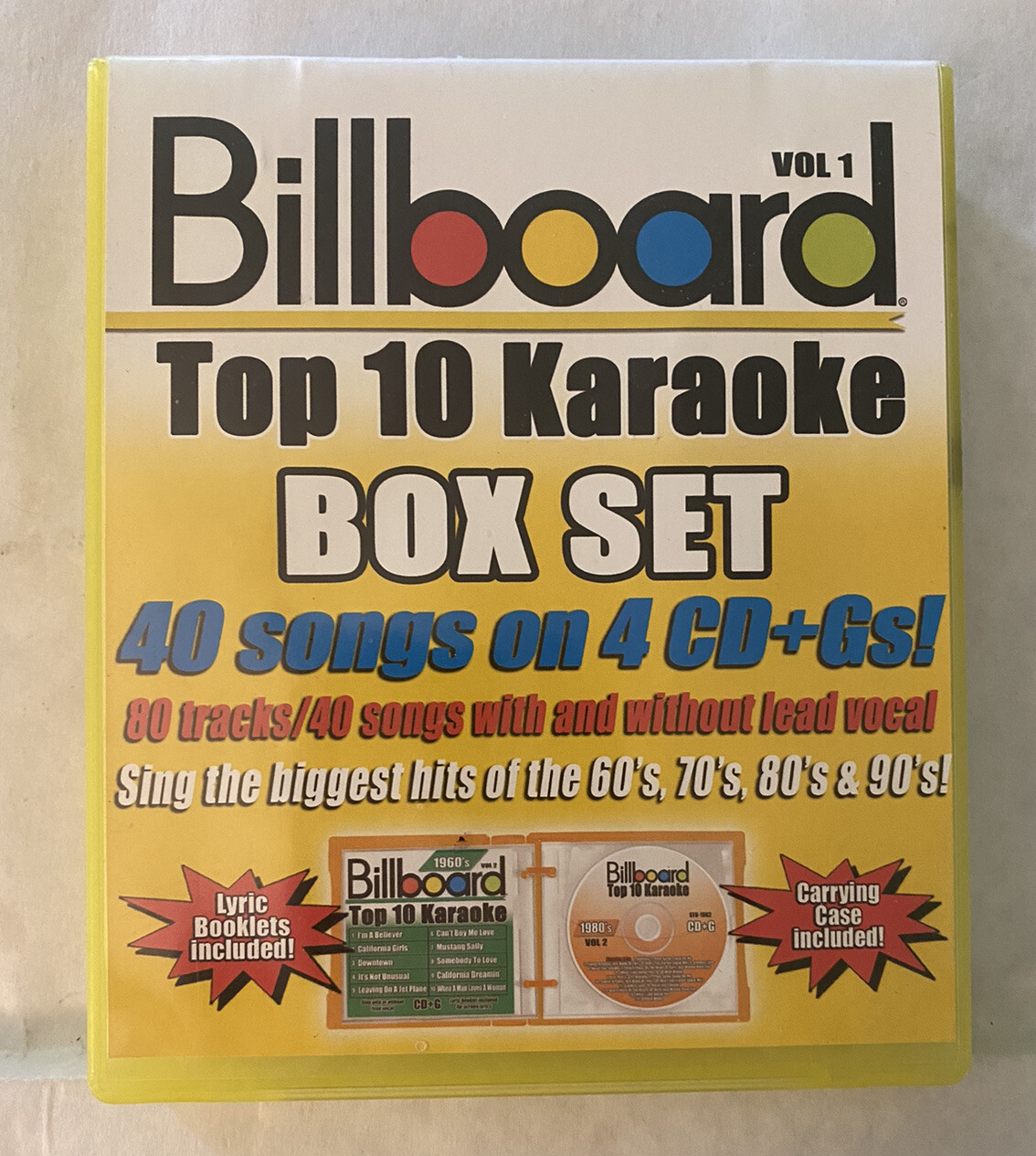 Billboard Top 10 Box Set Karaoke Vol 1, 40 Songs, 4 CD & Carry Case