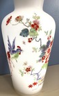 1975 Tall Norleans White Glass VASE -  Japanese Designs  14" Tall Handmade Italy — photo 4