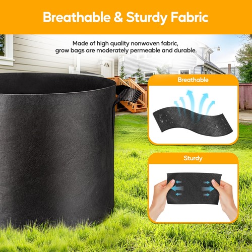 5 Gallon 10 Pack Grow Bags Planter Pots Thickened Nonwoven Fabric Black - Picture 3 of 7