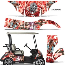 Cart Graphics Kit Decal Sticker For Yamaha Golf Cart 2007-2016 PINK TSUNAMI R