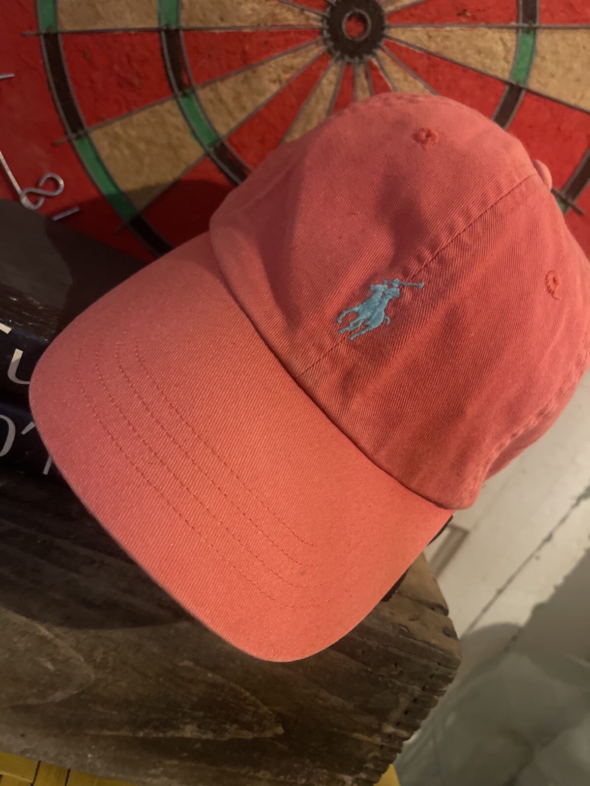 Cappello Polo Ralph Lauren Pony 6 pannelli pelle strapback berretto papà lavato rosso rosa