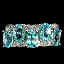 Silver Ring Apatite Genuine Natural Mined Gems Solid Sterling Size P.5  US 8