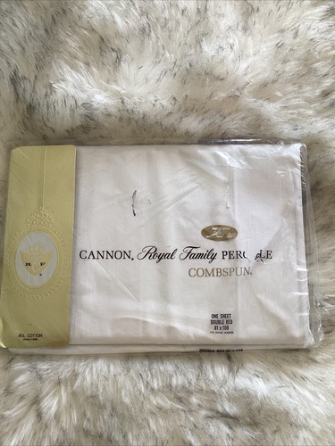 Hoja plana doble Cannon Royal Family Combspun percale EE. UU. NUEVA algodón - Imagen 5 de 8