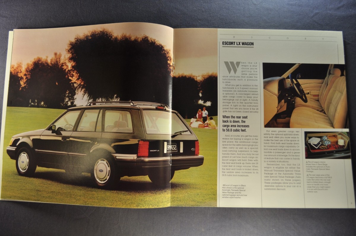 1990 Ford Escort Catalog Brochure LX GT Hatchback Wagon Excellent