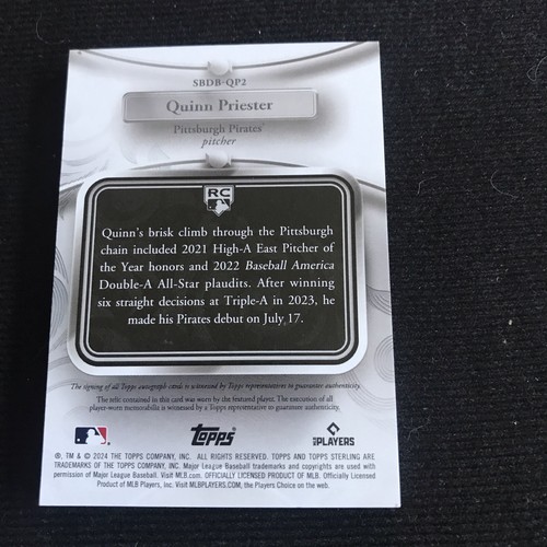 2024 Topps Sterling Quinn Priester Red Debuts Quad Game Used Patch Auto #5/5 - Picture 2 of 2