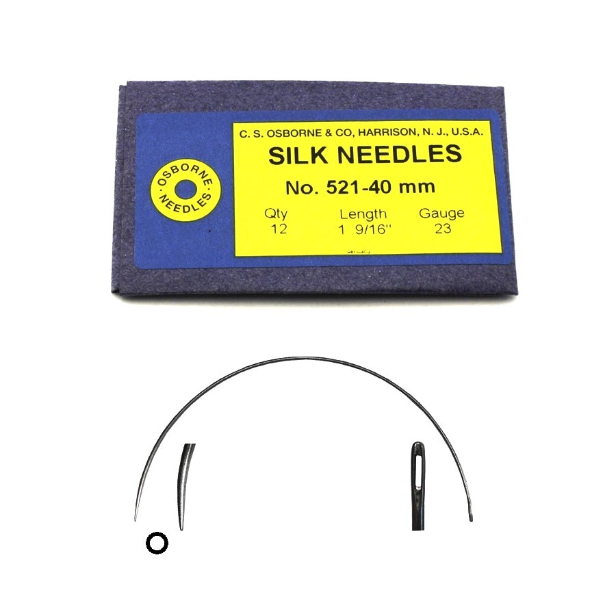 C.S. Osborne Curved Silk / Billiard Needle #521-40MM, 23 Gauge, 12