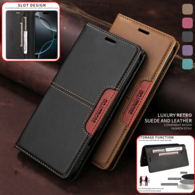 Für iPhone 17 16e 15 14 13 12 11 Pro Max Plus Brieftasche Fall Leder Flip Cover