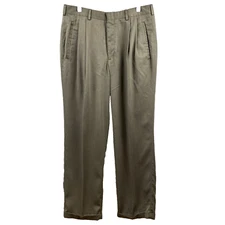 SAVANE Chino Pants Men's Size 33 x 30(29) Brown Pleated Front Cuff Office Church